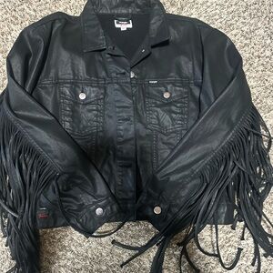 Fringe Black Leather Jacket